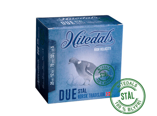 Nitedals Due Stål 12/70 US5 32 g HV Patron spesielt egnet til duejakt