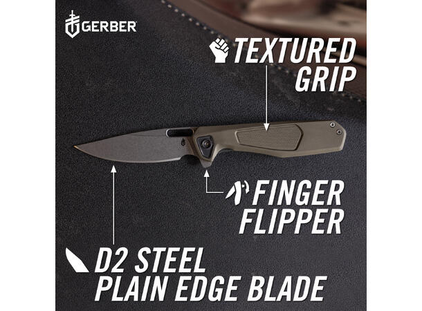 Gerber Minisada Green D2 stål Plain Edge blad 