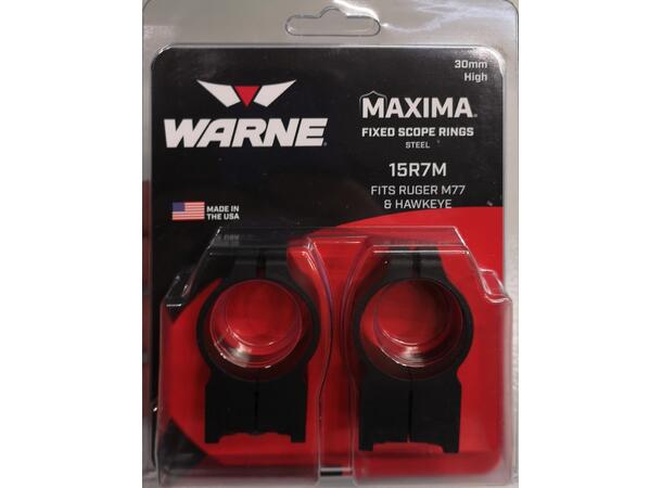 Warne Maxima PA Ruger M77 30mm Høy Warne Hurtigringer for Ruger M77, Sort 