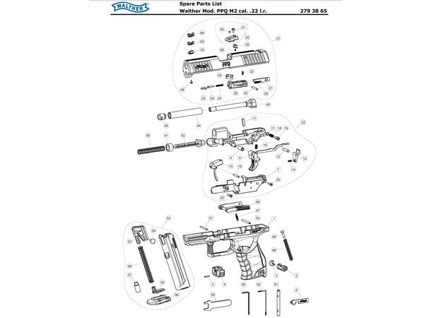 Walther PPQ Deler og deletegning til Walther PPQ M2 