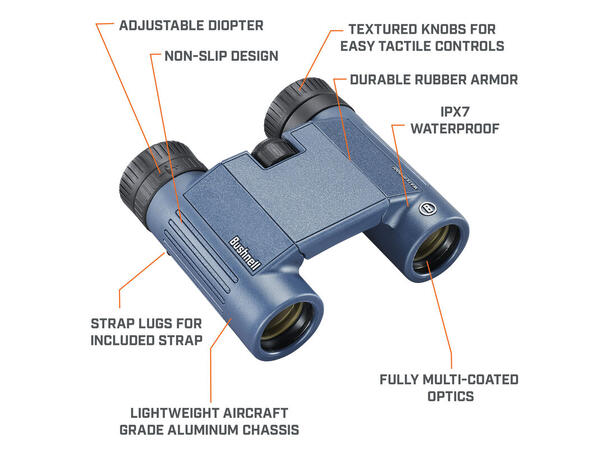 Bushnell H2O Dark Blue 10x25 Kompakt, vanntett håndkikkert 