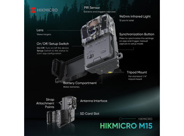 Hikmicro 4G Viltkamera M15 Integrert SIM, 4G overføring bilde/video