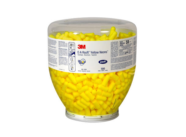 3M Peltor E-A-R Soft Yellow Neon Refill Ørepropper Refillkolbe 500stk, SNR 36 dB