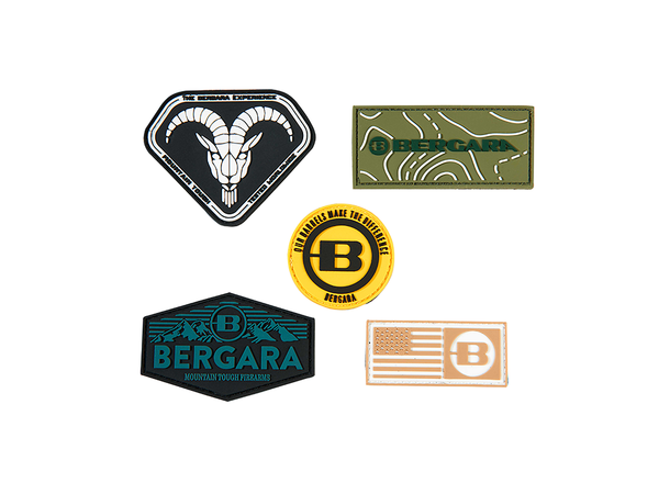 Bergara Patches, sett med 5 stk ulike Patces til å feste på velcro 