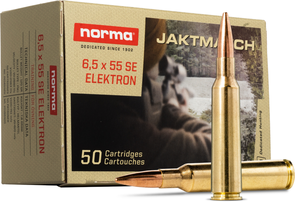 Norma Jaktmatch 6,5X55 124gr / 8,0g Helmantel trening og jaktammunisjon ...