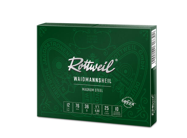 Rottweil Waidmannsheil Mag. Steel 12/76 Stålpatron i 12/76 med 36 grams ladning 