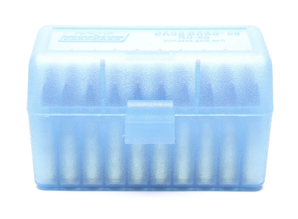 MTM Patronboks blå 243 -308 Win Round Flip Top 50-skd 