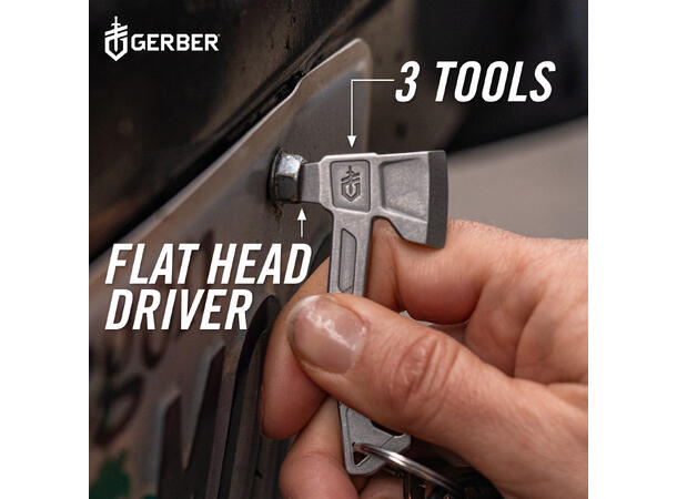 Gerber Keychain Hatchet Silver Nøkkelring med tre verktøy 