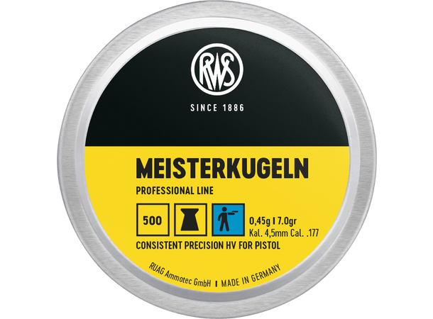 RWS Luftkuler Pistol 4,5mm Meisterkugeln RWS Proff Line, 500stk, 0,45g/7,0gr 